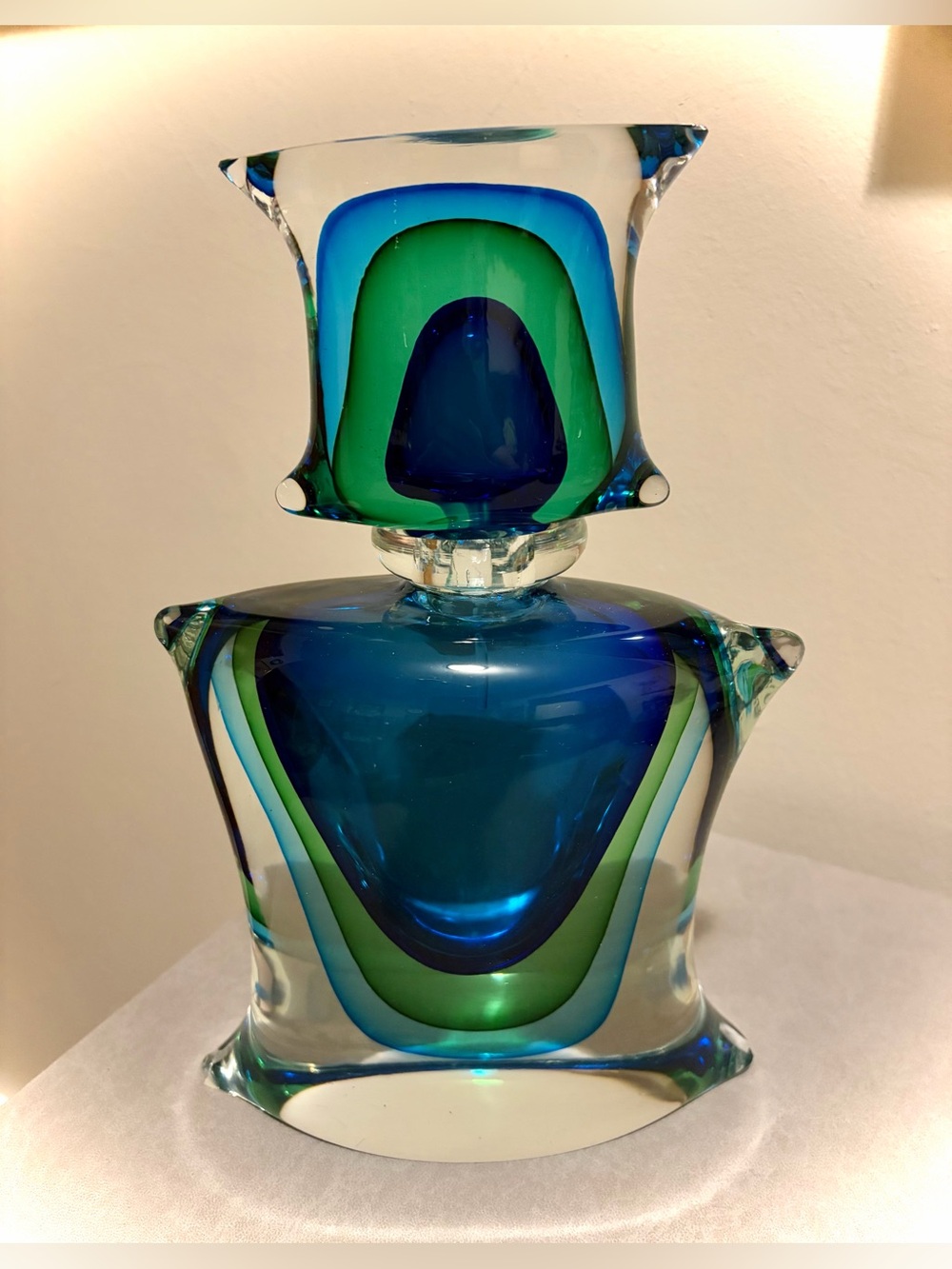 Sommerso Murano Art Glass Bottle W/ Stopper by Oball Unsigned Stunning